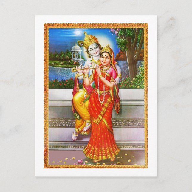 Carte Postale Radha KRISHNA pour l'amour, la paix et la prospéri (Devant)