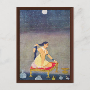 Carte Postale Radha La Nuit. Peinture De Mughal Ca 1650E Par Ind