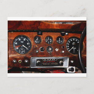 Carte Postale radio et instruments de voiture vintage