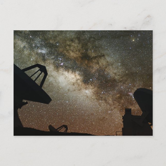 Carte Postale Radiotélescopes et Voie Lactée (Devant)