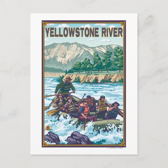 Carte Postale Rafting en eau blanche - rivière Yellowstone, Mont (Devant)