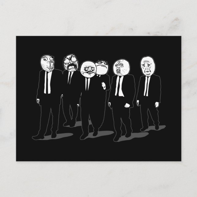 Carte Postale rage comique visages marchant (Devant)