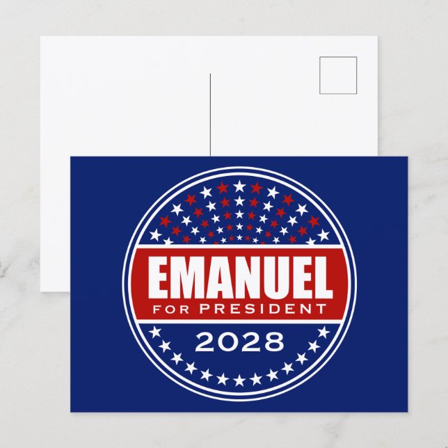 Carte Postale Rahm Emanuel Président 2028 (Devant / Derrière)