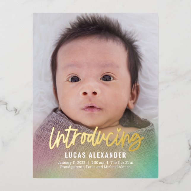 Carte postale Rainbow Baby Foil Faire-part de nais (Recto)