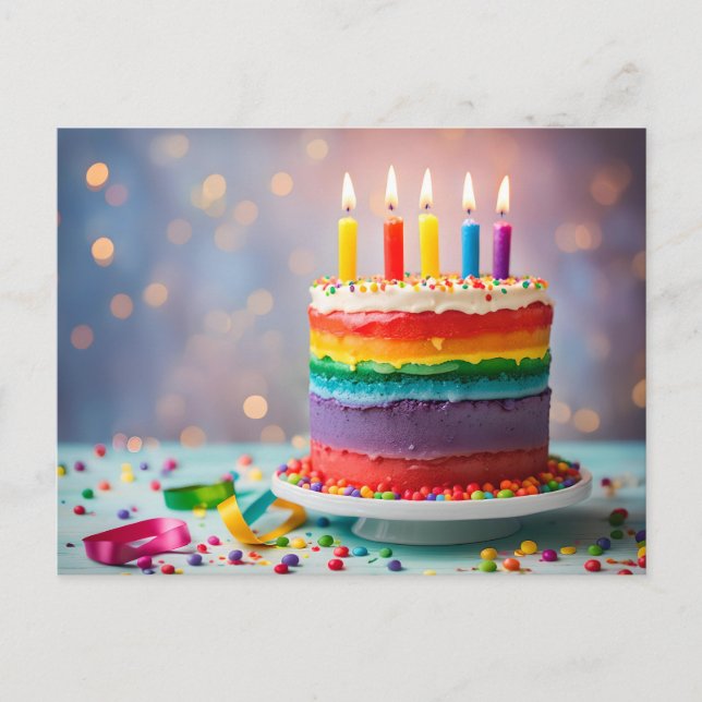 Carte Postale Rainbow Birthday Cake (Devant)