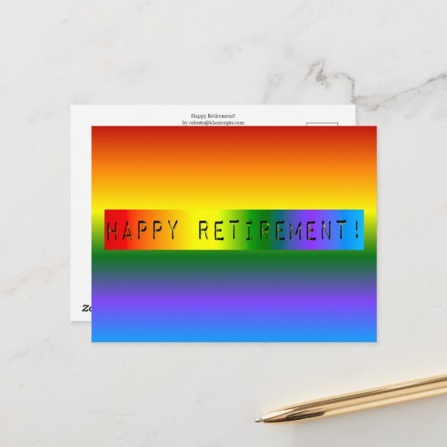 Carte Postale Rainbow Bonne retraite ! (Devant/Arrière en situation)
