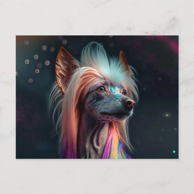 Carte postale Rainbow Chinese Crested Dog Art (Devant)