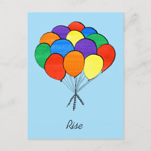 Carte postale Rainbow Colour Balloons Rise