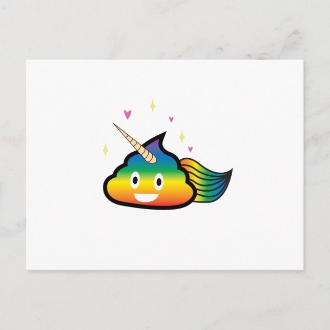 Carte Postale Rainbow Emoji Poop Cute Girl drôle fête d'annivers (Devant)