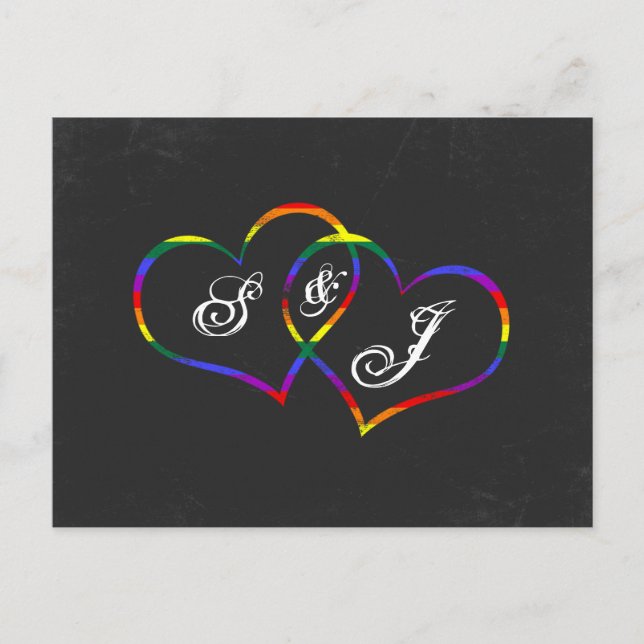 Carte Postale Rainbow Gay pride Love Hearts Chanson Demande (Devant)