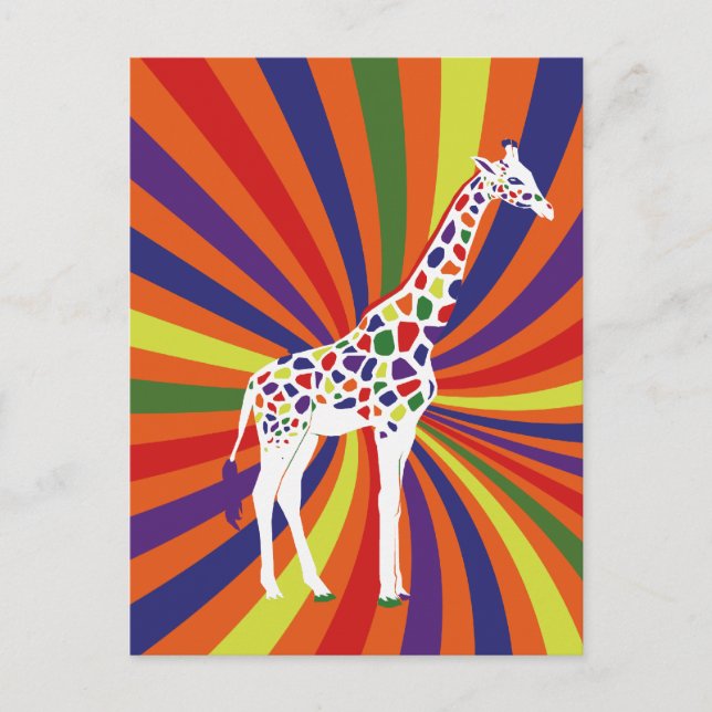 Carte Postale Rainbow Giraffe Art (Devant)