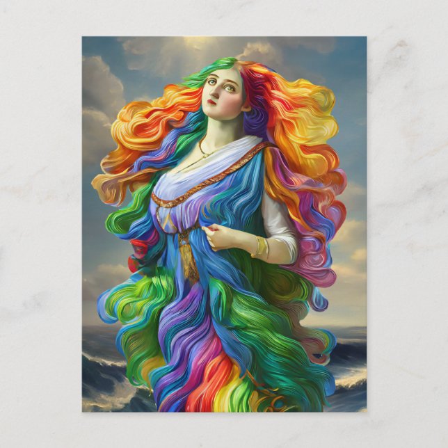 Carte Postale Rainbow Goddess peinture numérique art original (Devant)