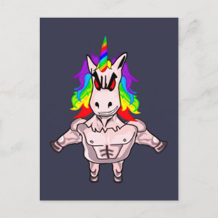 Carte Postale Rainbow Hair Musculaire Unicorn Body Building