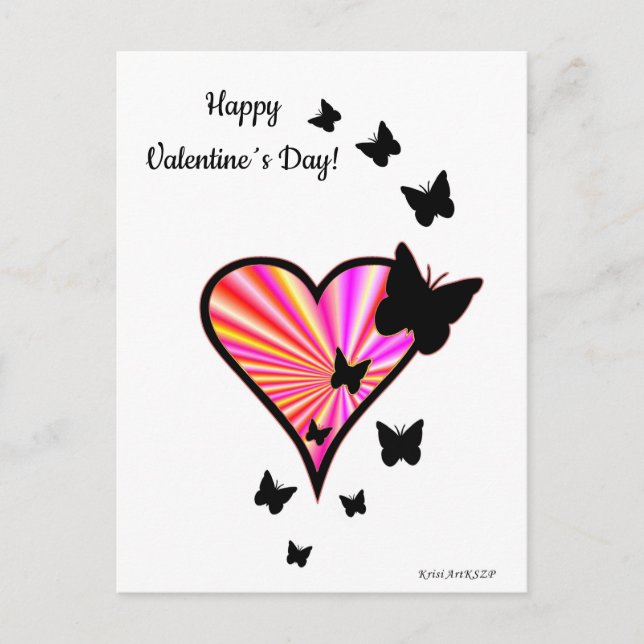 Carte Postale Rainbow heart and Butterfly (Devant)