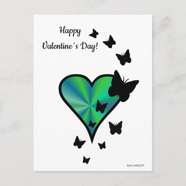 Carte Postale Rainbow heart and Butterfly (Devant)