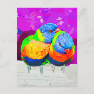 Carte Postale Rainbow Lorikeets Inséparables Couple