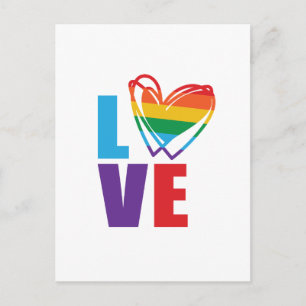 Carte Postale Rainbow Love Heart