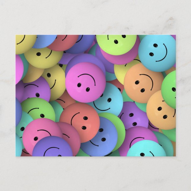 Carte Postale Rainbow of Colorful Happy Faces (Devant)