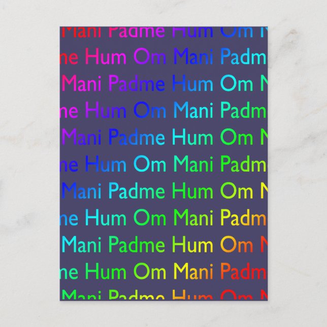 Carte Postale Rainbow Om Mani Padme Hum sur violet (Devant)