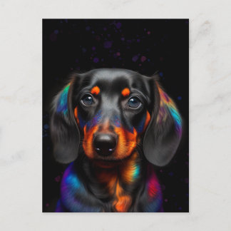 Carte postale Rainbow Paint Splatter Dachshund