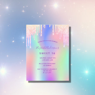 Carte Postale Rainbow parties scintillant rose rose or rose Swee