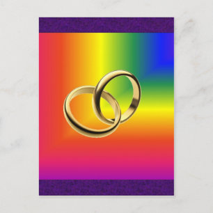 Carte Postale Rainbow Pride avec Bandes Mariages d'or