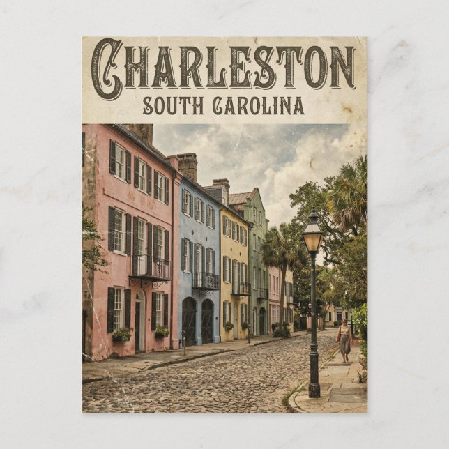 Carte Postale Rainbow Row USA (Devant)