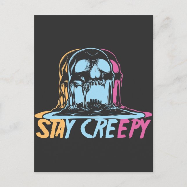 Carte Postale Rainbow Skull Kawaii Restez Déplaisant Pastel Goth (Devant)