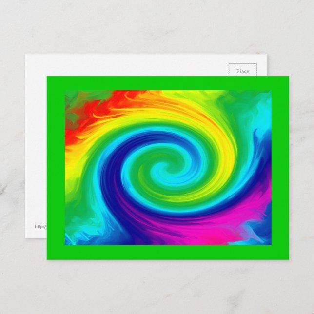 Carte Postale Rainbow Swirl Art Design Abstrait (Devant / Derrière)
