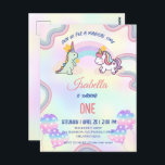 Carte Postale Rainbow Unicorn & Dinosaur Friends Anniversaire Pa<br><div class="desc">Rainbow Unicorn & Dinosaur Friends Anniversaire Party</div>