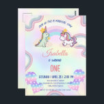Carte Postale Rainbow Unicorn & Dinosaur Friends Anniversaire Pa<br><div class="desc">Rainbow Unicorn & Dinosaur Friends Anniversaire Party</div>