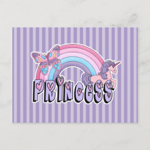 Carte Postale Rainbow Unicorn Papillon Princesse Design