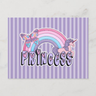Carte Postale Rainbow Unicorn Papillon Princesse Design