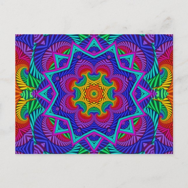 Carte Postale Rainbow Vintage Psychedelic Fractal Kaleidoscope (Devant)