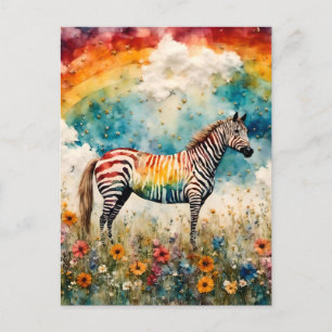 Carte Postale Rainbow Zebra