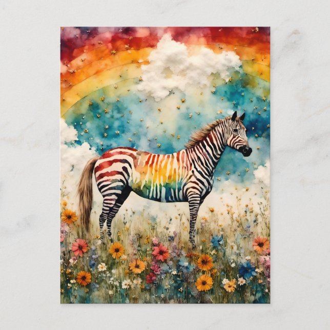 Carte Postale Rainbow Zebra (Devant)