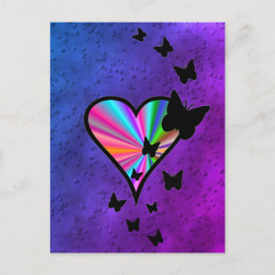 Carte Postale Rainbowheart et papillon