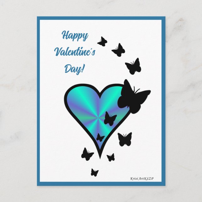 Carte Postale Rainbowheart et papillon (Devant)