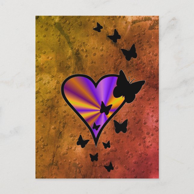 Carte Postale Rainbowheart et papillon (Devant)