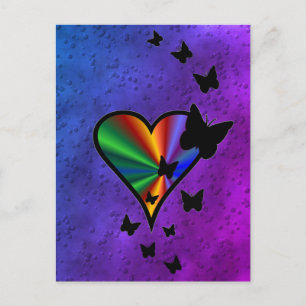 Carte Postale Rainbowheart et papillon