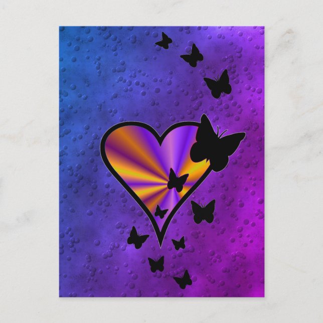 Carte Postale Rainbowheart et papillon (Devant)