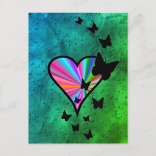 Carte Postale Rainbowheart et papillon