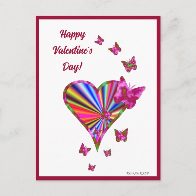 Carte Postale Rainbowheart et papillon (Devant)
