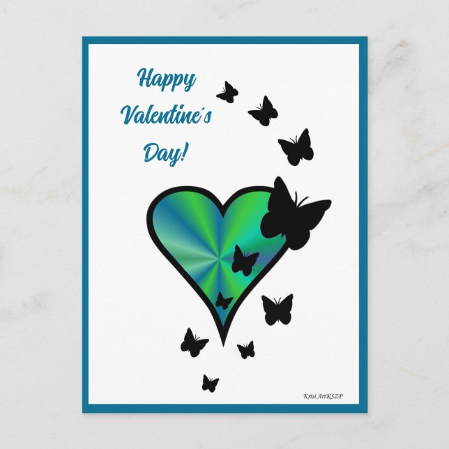 Carte Postale Rainbowheart et papillon (Devant)