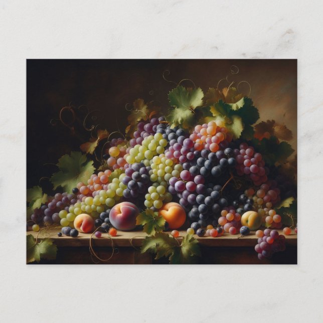 Carte Postale Raisins et fruits Peinture à vie morte (Devant)