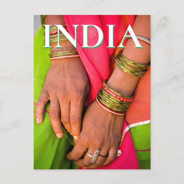 Carte Postale Rajasthan Gros plan des mains d'une femme (Devant)