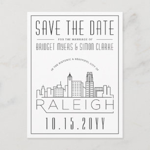 Carte Postale Raleigh Mariage   Skyline stylisée Enregistrer la