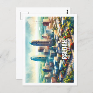 Carte Postale Raleigh North Carolina Fameuse Aquarelle de voyage