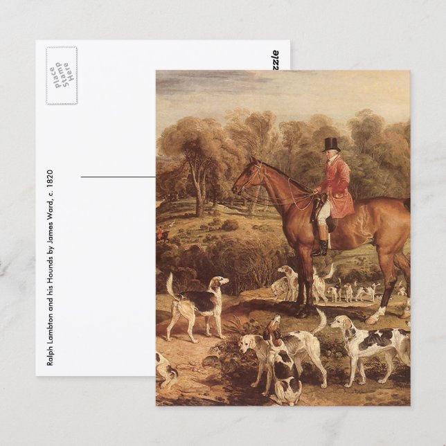 Carte Postale Ralph Lambton et ses chiens par James Ward (Devant / Derrière)