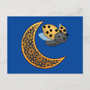 Carte Postale Ramadan Croissant Lune Ladybug